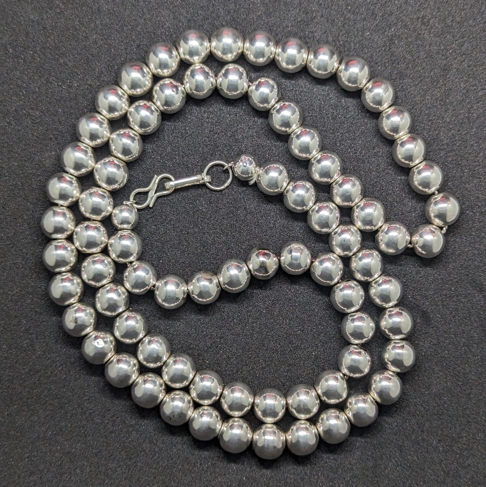 30" sterling silver bead necklace